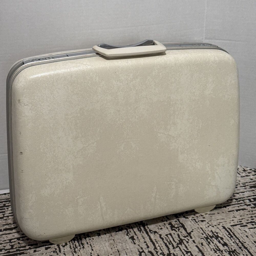 Samsonite Silhouette Luggage Suitcase Vintage Hard Shell Ivory Cream 21”x16”
